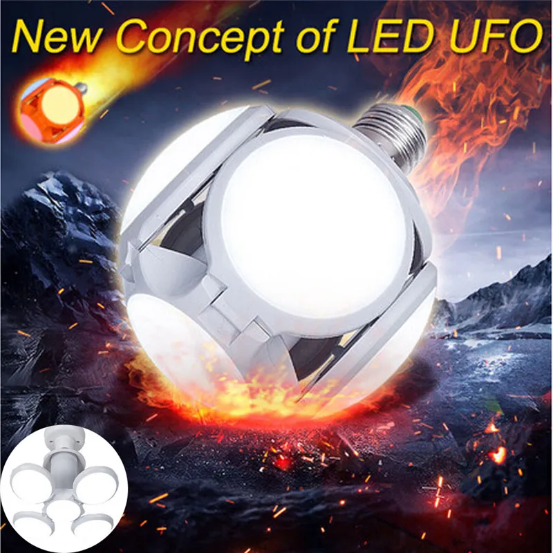 LED Folding Football UFO Bulb High Brightness 30W Night Light for Indoors School Warehouse Lighting Lanterna 40DEC0618