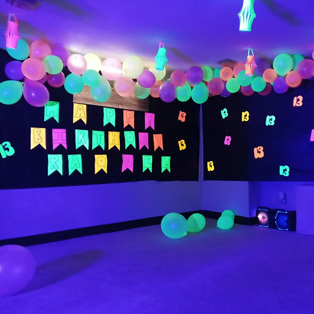 1 Set Glowing Luftballons Bogen Schwarz Neon Globos Glow Ballon Girlande für Baby Dusche Hochzeit Geburtstag Party Neon Decoratiions – Detail 33