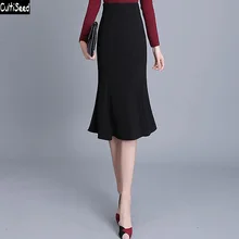 Осенне-зимняя Дамская обувь модные юбки-трубы женские Высокая Талия офисные вечерние юбки "рыбий хвост", женские черные юбки в деловом стиле