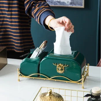 

Light luxury creative multi-functional tissue box removable ceramics tissue box household tissue box paper towel holder