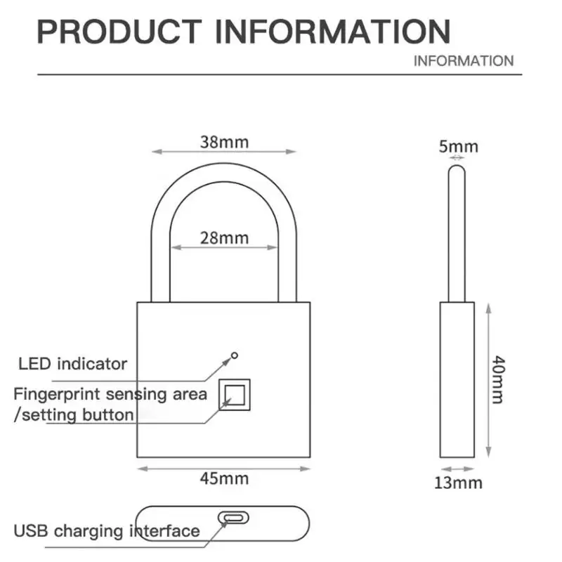 Умный Замок без ключа с отпечатком пальца Usb Перезаряжаемый замок безопасности из цинкового сплава для дверного ящика багажного чемодана Противоугонный замок