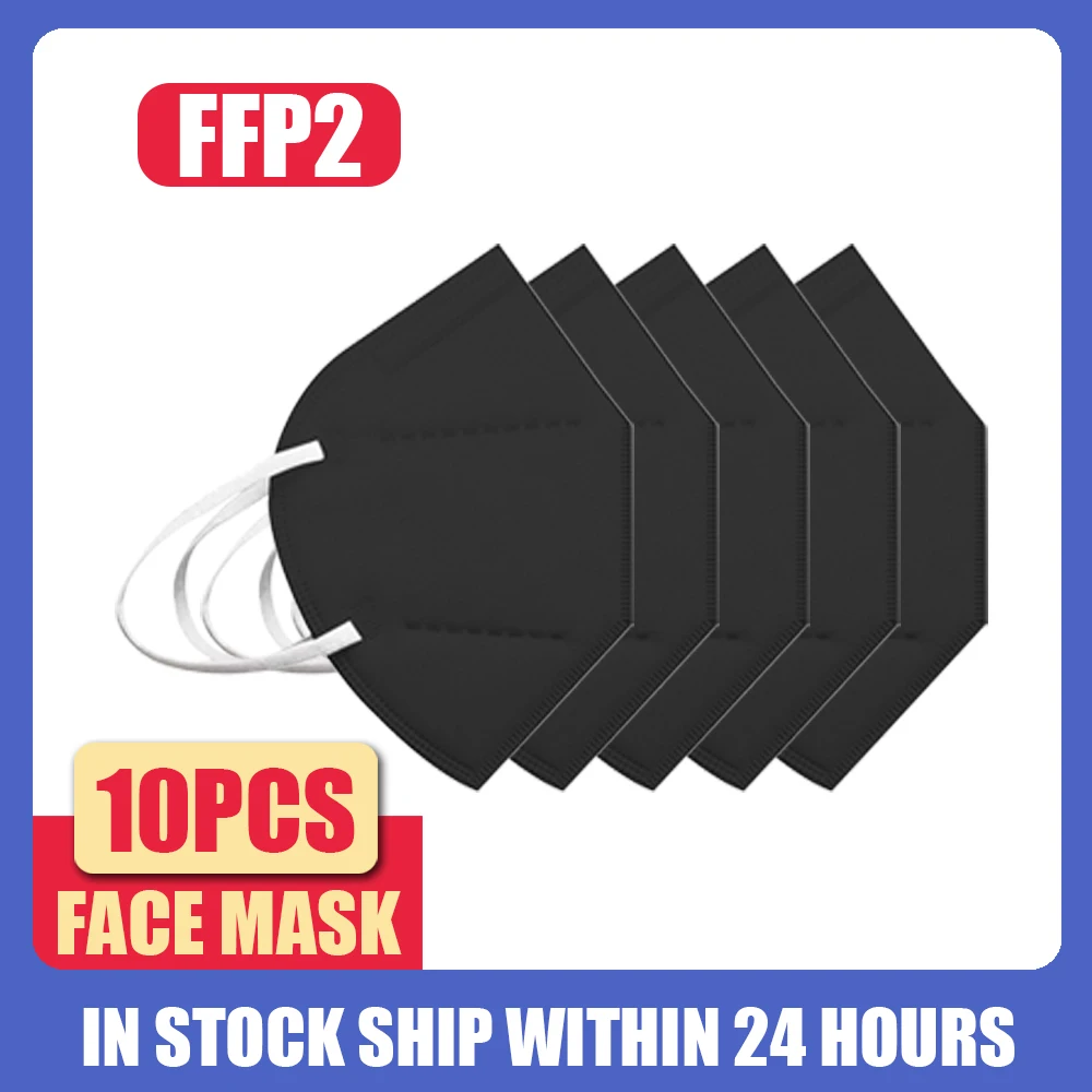 10 Uds negro máscara FFP2 máscara protectora mascarillas FFP2 homologada máscaras de pestañas máscaras ffp2mask ffpp2 fpp2 fp2 ffp 2 máscara de polvo