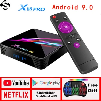 

X88 PRO X3 Android 9.0 TV Box 4GB RAM 64GB 128GB Amlogic S905X3 Quad Core 1080p 4K 4G Set Top Box HDMI 2.0 video output