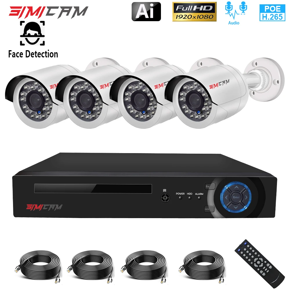 Home Camera Security System 1080P POE CCTV Full HD 5MP NVR 2/4CH Audio 2MP IP Camera Outdoor P2P Vdeo Surveillance Camera Set
