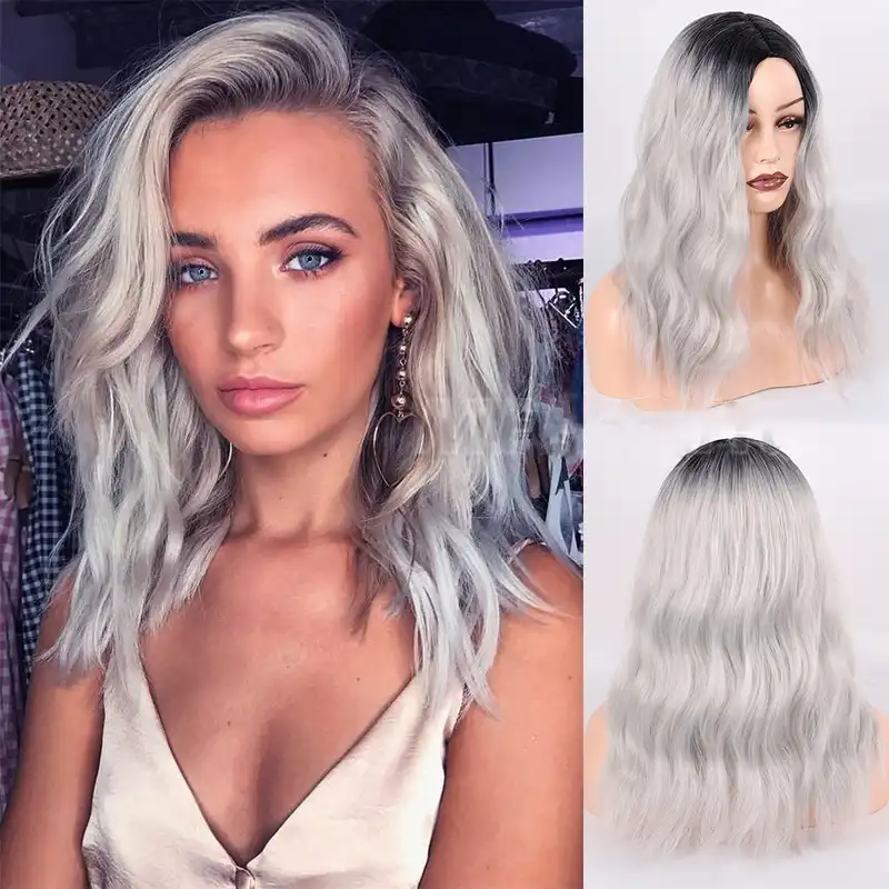 Linghang Korotkie Volnistye Blond Ombre Korichnevye Sinteticheskie Termostojkie Volokna Pariki Dlya Chernyh Zhenshin Dlya Svadby Kosplej Zhenshin Ezhednevno Aliekspress