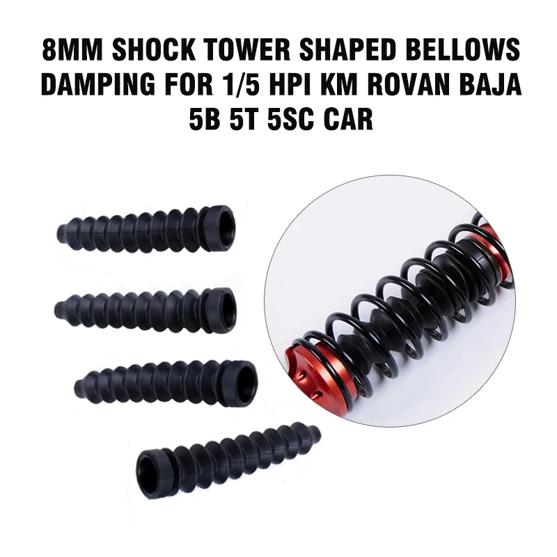 

8MM 4pcs/set Shock Tower Shaped Bellows Damping for 1/5 HPI KM ROVAN Baja 5B 5T 5SC Car Parts RC Car Protection Accessory