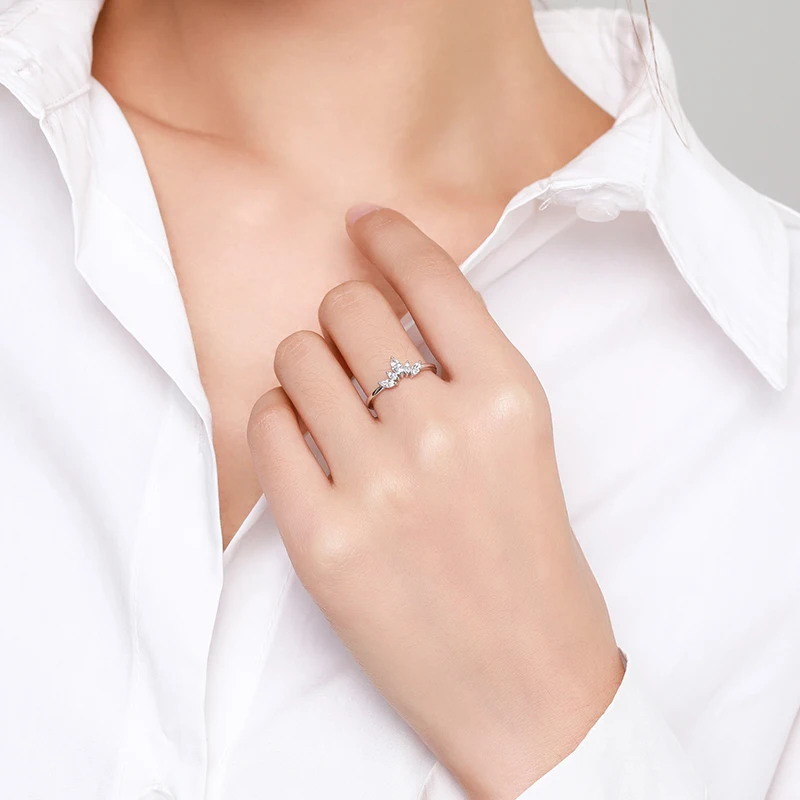 925 Sterling Silver Simple crown Finger Ring For Women Girls Party Accessories Jewelry