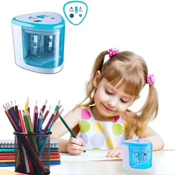 

New Electric Pencil Sharpener Automatic Pencil Sharpener Two-hole Switch Pencil School Office Sharpener Crayon Taille I2H0