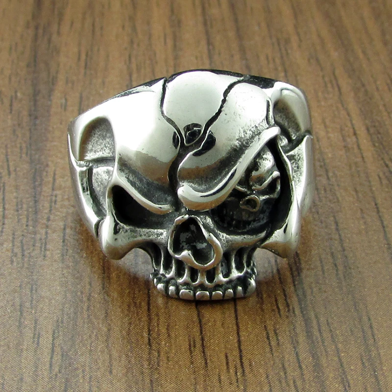 Free Shipping Punk 316L Stainless Steel Silver Color Black Biker Dragon Claw Skull For Man Motorcycle Chain Ring Jewelry | Украшения и