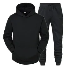 Men Solid Color Tracksuit Set Fall Cotton Warm Sweatshirt Trousers Women Suit Black White Gray Blue Pink Hoodie Set Men Clothing