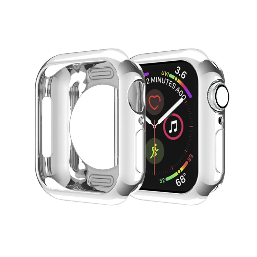 Мягкий чехол из ТПУ для Apple Watch 3, 2, 1, 42 мм, 38 мм, защитный чехол для iWatch 4, 40, 44 мм, серия 5, бампер для часов - Цвет: SILVER
