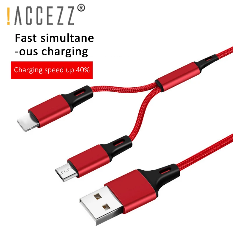! ACCEZZ 2 в 1 USB B 8 Pin зарядный кабель освещение для Iphone X 7 6 6S XS MAX Micro Samsung S7 S6 Huawei