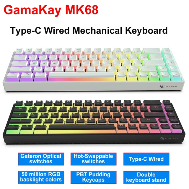 Clavier De Jeu Mécanique Compact, 68 Touches, Rk68 (rk855), Sans Fil,  Bluetooth 65%, Rvb, Remplaçable À Chaud, Pour Pc Portable - Claviers -  AliExpress