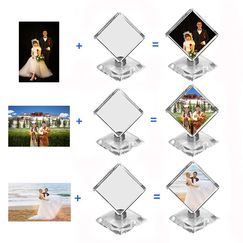 Personalized Customization Crystal Cube Shape Photo Album Glass Figurines Graduation Wedding Souvenir Home Decor Christmas Gifts 4