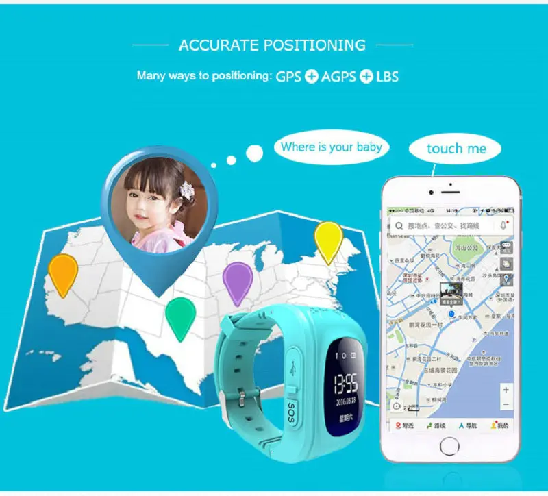 Анти-потеря Q50 OLED Детский gps трекер SOS умный мониторинг позиционирования телефон дети gps детские часы совместимы с IOS и Android Pk S4