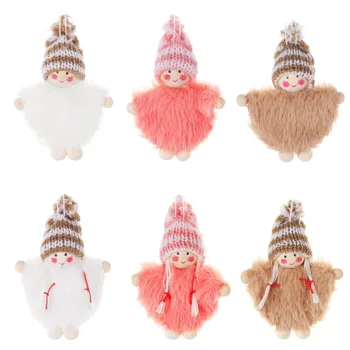 

2pcs Christmas Decorations Creative Wooden Wool Hat Boy Girl Cloak Set Doll Xmas Gift Christmas Tree Pendants Hanging Ornaments