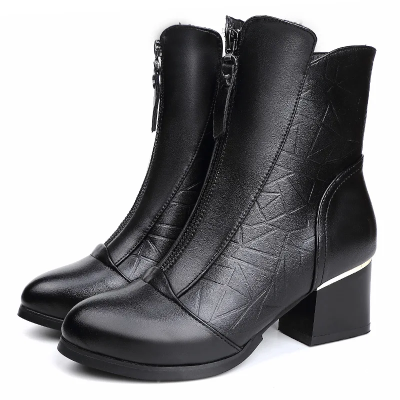 Fashion Genuine Leather Winter Boots Women Shoes Booties Woman Martin Boots Platform Shoes Botines Mujer
