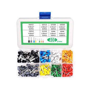 

400Pcs AWG 22 - 10 Insulated Cord Pin End Terminal Ferrules Kit Wire Copper Crimp Connector