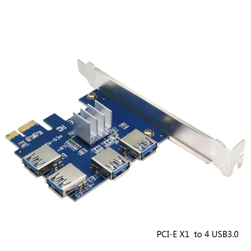 PCIE-PCI-E адаптер 1 поворот 4 PCI-Express слот 1x до 16x USB 3 0 карта расширения для майнинга PCI E
