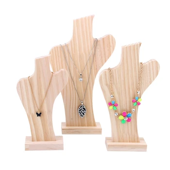 

Unfinished Natural Wood Mannequin Bust for Necklace Jewelry Display Rack