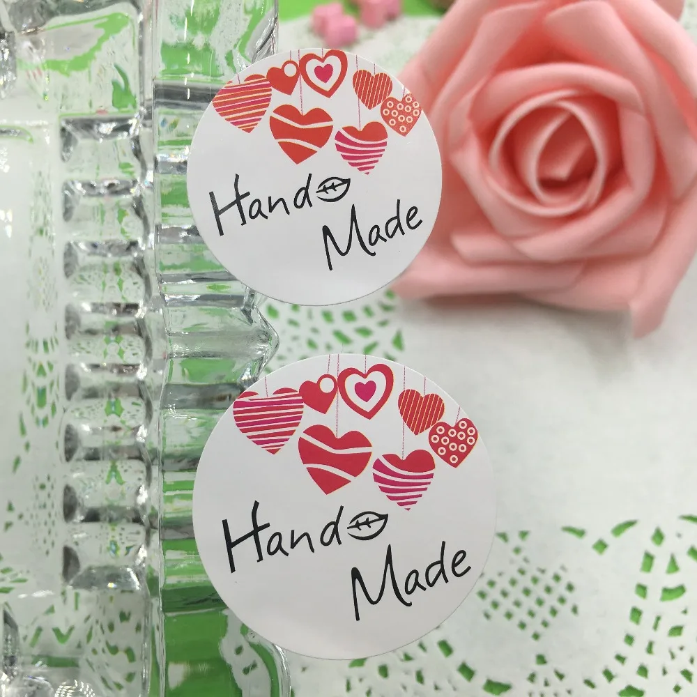 

500pcs hand made Self Adhesive Sticker Labels pure handmade product Packing decor Seal Sticker for cookie/cake