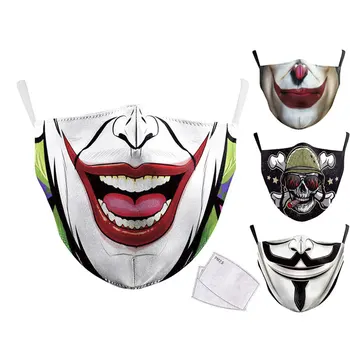 

3PCS FASHION 3D Printing Anime Face Mask mascarillas for adult children Dustproof Mouth cover masque mascaras Reusable masks