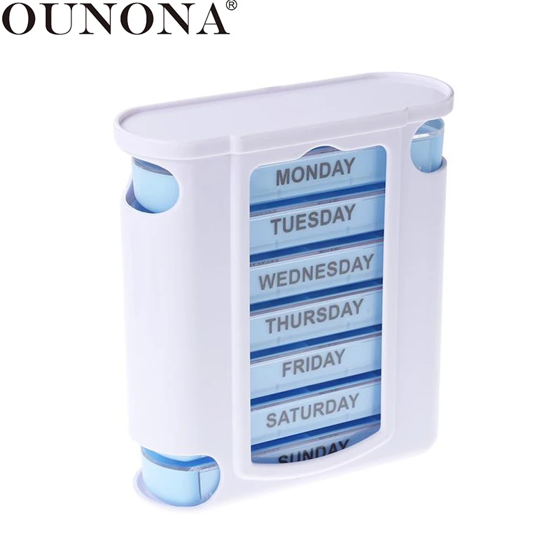 

OUNONA 7 Day 28 Compartments Pill Cases Four-a-Day Weekly Pill Organizer Cases Portable Drawer Design Moisture Proof Pill Box