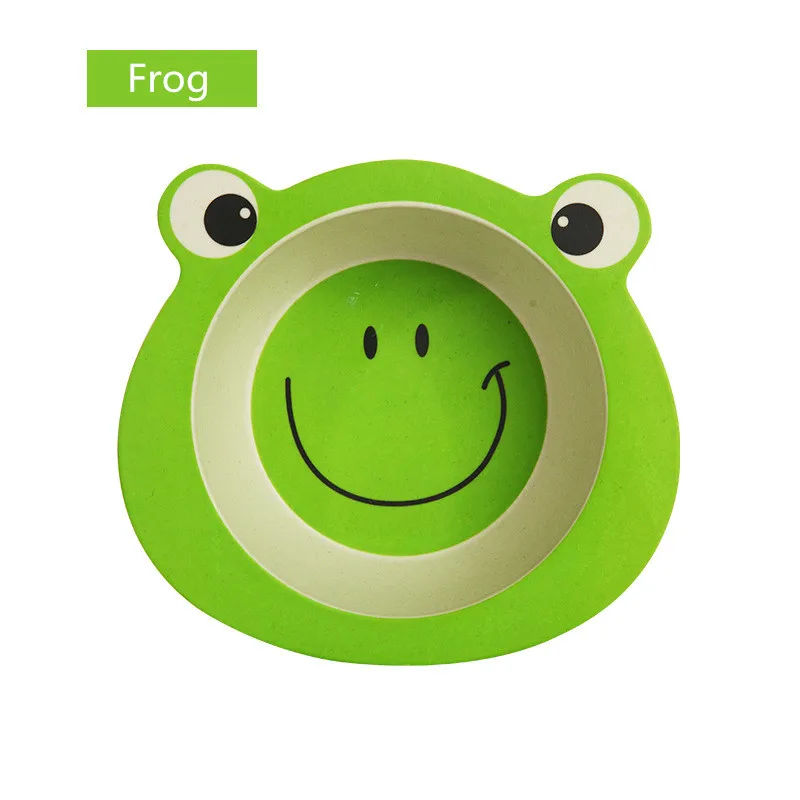 Frog Креативная чашка для кормления малыша тарелки милый мультфильм дети набор столовых приборов из бамбука анти-сломанные детские блюда - Цвет: Frog