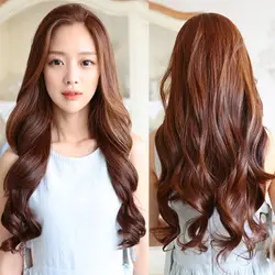 Волосы для наращивания длинные вьющиеся парик Зажимы для женщин термостойкие синтетические волосы маскарадный светильник коричневый LDO99
