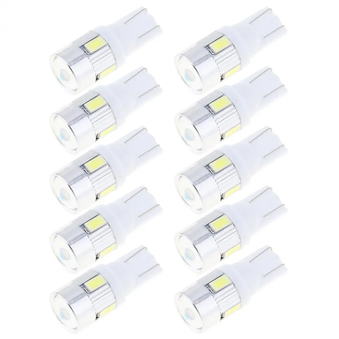 10 шт. T10 5630 лампы супер белый T10 Клин 6x SMD 5630 Светодиодный Светильник лампы W5W 2825 158 192 168 194 5500K белый светильник для авто
