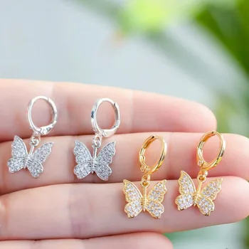 

Chic Crystal Butterfly Earrings Small Big Good Hoop Earrings for Women Colorful Acrylic Insect Earrings Hoops Ear Rings Jewerlry