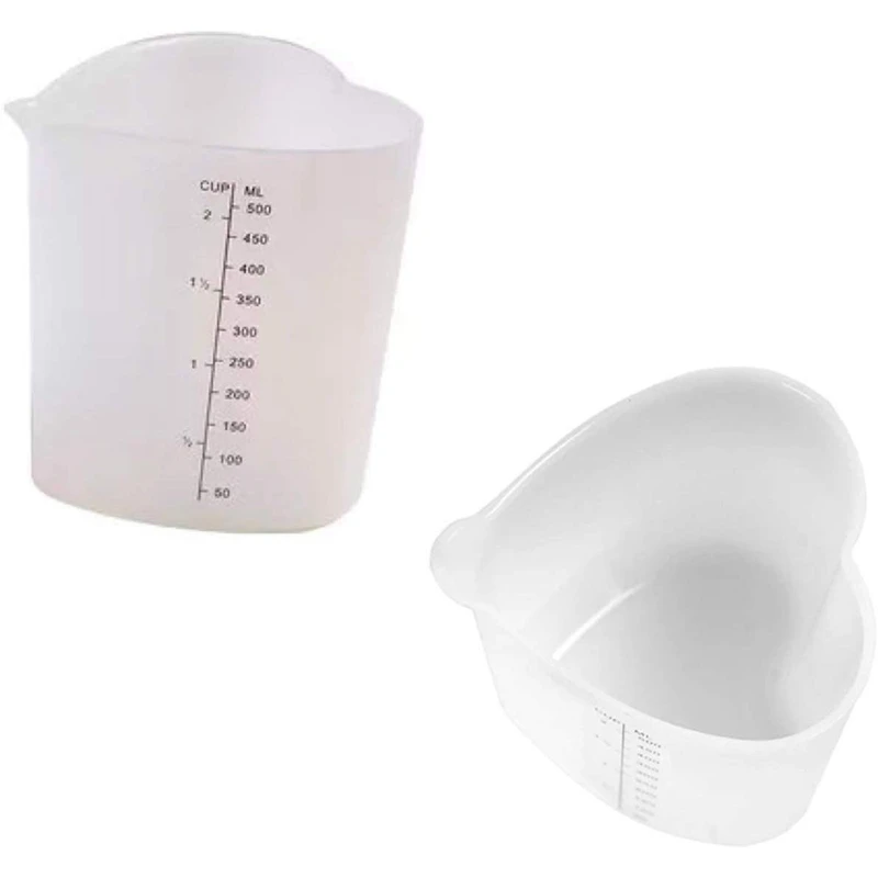 

Silicone Measuring Cup Heart Shape Stir and Pour Flexible Measuring Beaker Silicone 2 Cups for Casting Molds, Slime, Art, Waxing