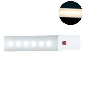 

Cordless Bedroom Under Cabinet Light Motion Sensor Stairway Simple Modern Super Thin USB Rechargeable 6 Leds Kitchen Living Room