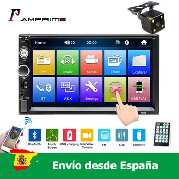 

AMprime Car radio 2 Din 7'' HD Player MP5 Touch screen Digital stereo FM radio semi-automatic Bluetooth with Rear view camera