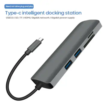 

7 In 1 Type-c Docking Station RJ45 Gigabit Ethernet Port HDMI Usb 3.0 Card Reader SD TF Docking Station USB C For IPad Macbook