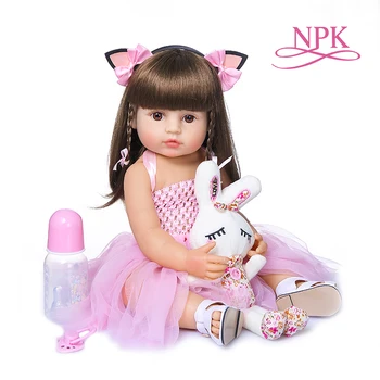 

55cm NPK bebe doll reborn toddler girl pink princess baty toy very soft full body silicone girl doll