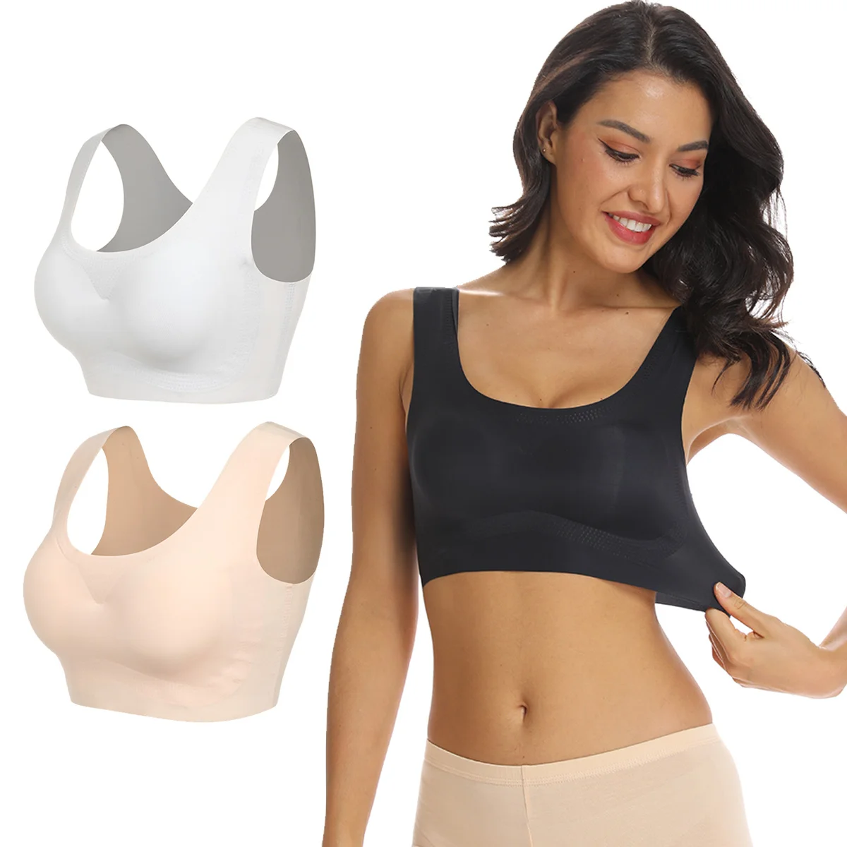 

Seamless Active Bras Vest Wireless Bra with Pads Women Underwear Sexy Lingerie Push Up Breathable Sleeping Sports Pullover Tops