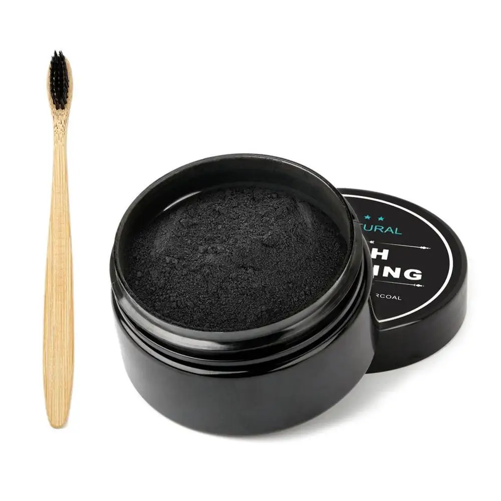 30 г активированный органический уголь зубной порошок+ набор зубных щеток отбеливающий чистка зубов мощность пятна удаление зубной порошок - Цвет: 01