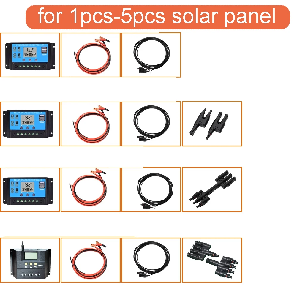 Different configurations of 1pcs 4pcs 100W 120W solar panel accessories photovoltaic cable
