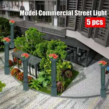 

5pcs Model Commercial Street Light Square Garden Lamp Lamp Lighting Single Head 1:100 Scale