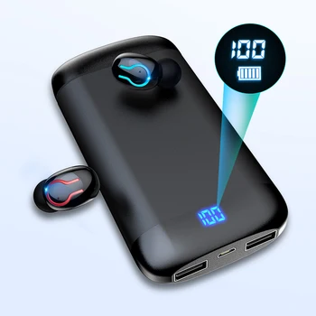 

Q66 Bluetooth 5.0 Earphone HD Stereo Dual Mic Wireless Headphones Sports Waterproof Headsets With 6000mAh Battery Charging Box
