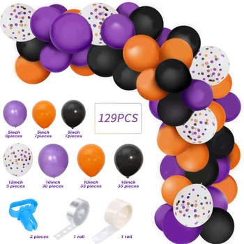 

Halloween balloon party decoration black orange purple balloon chain latex balloons sets party supplies parti decor