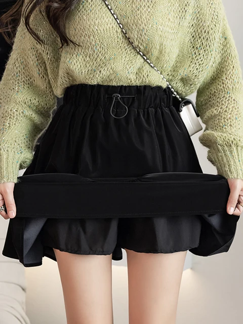 Fashion Matte PU Mini Skirt Women Fall A Line High Waist Short Skirt 4