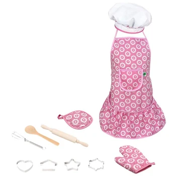 

11Pcs Kids Cooking and Baking Set Kids Chef Role Play Costume with Apron Cooking Mitt Baking Tools