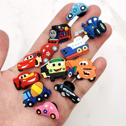 1pcs Funny Car PVC Shoe Charms Ambulance School Bus Sandals Accessories Garden Shoe Buckle Decoration For Croc Jibz Kid Gift