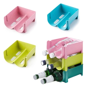 

5 Pcs Stackable Drinks Storage Rack Refrigerator Save Space Dishes Kitchen Organizer Bar counter Cans Beer Red wine Storage Rack