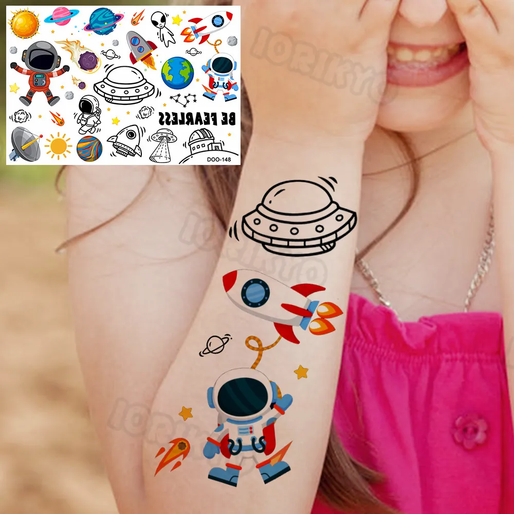 Tatuajes temporales de astronauta del espacio exterior para niños, niño,  niña adulta, cara falsa negra, pegatina de tatuaje, Estrella, Galaxia,  tatuajes DIY, planetas - AliExpress