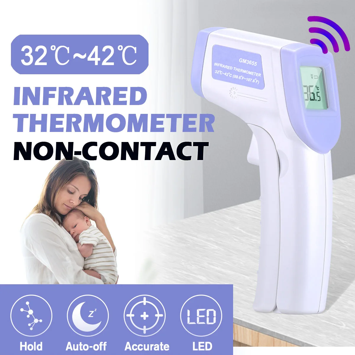 

In Stock!! Non-contact Infrared Thermometer Meter Digital Laser Forehead thermometer LCD Backlight Temperature Measurement