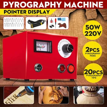 

220V 50W Multifunction Pyrography Machine + 2pcs Pen for Gourd Wood Burning Pen Crafts Tool Kit Sets