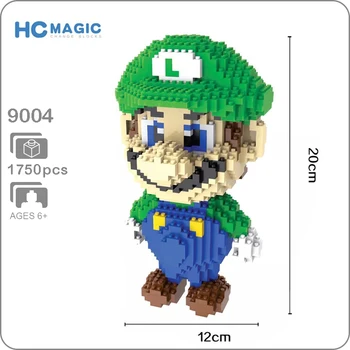 

HC 9004 Game Super Mario Luigi Green Figure 3D Model 1750pcs DIY Mini Diamond Building Small Blocks Bricks Assembly Toy no Box